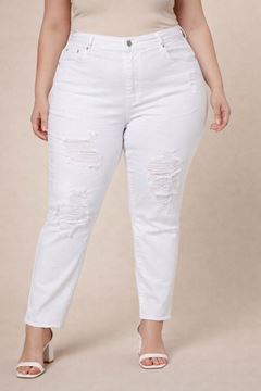 Picture of PLUS SIZE RIPPED WHITE JEANS
